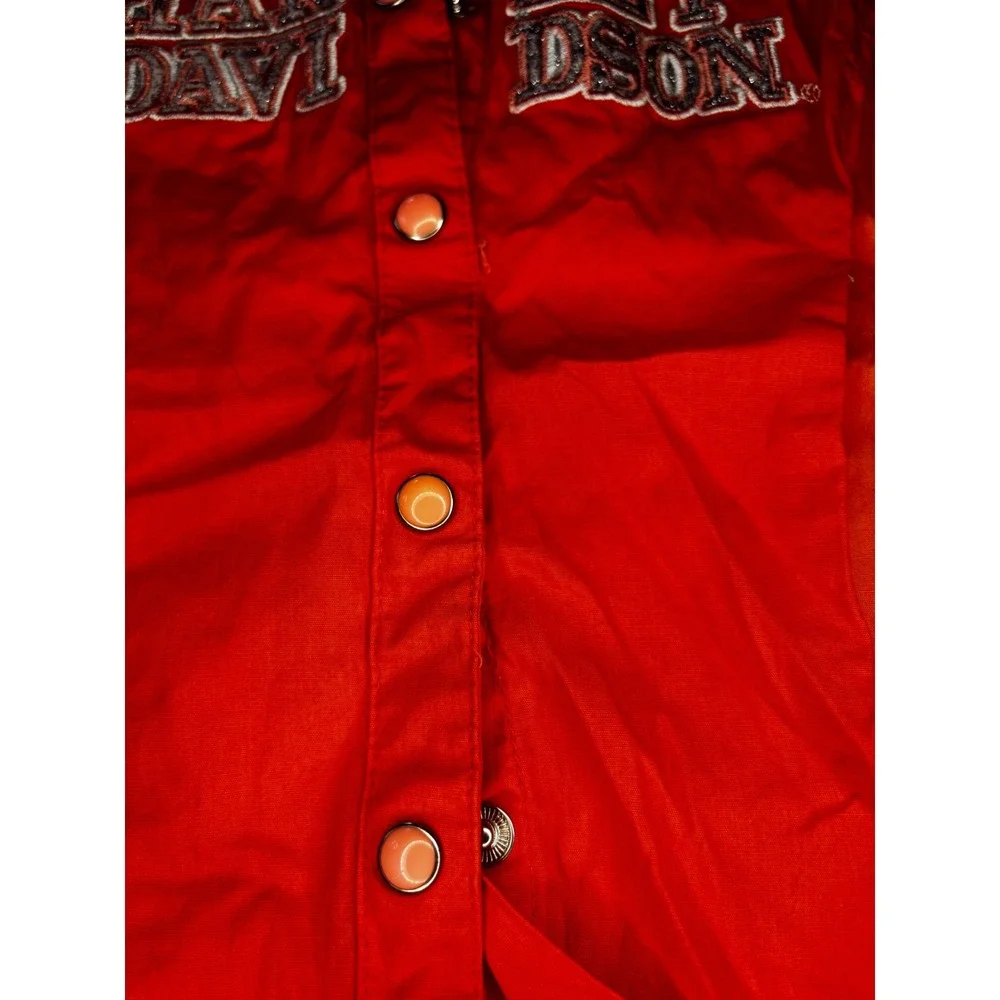 Harley Davidson Button Shirt Toddler Girls Size 24‎ months Orange Snap